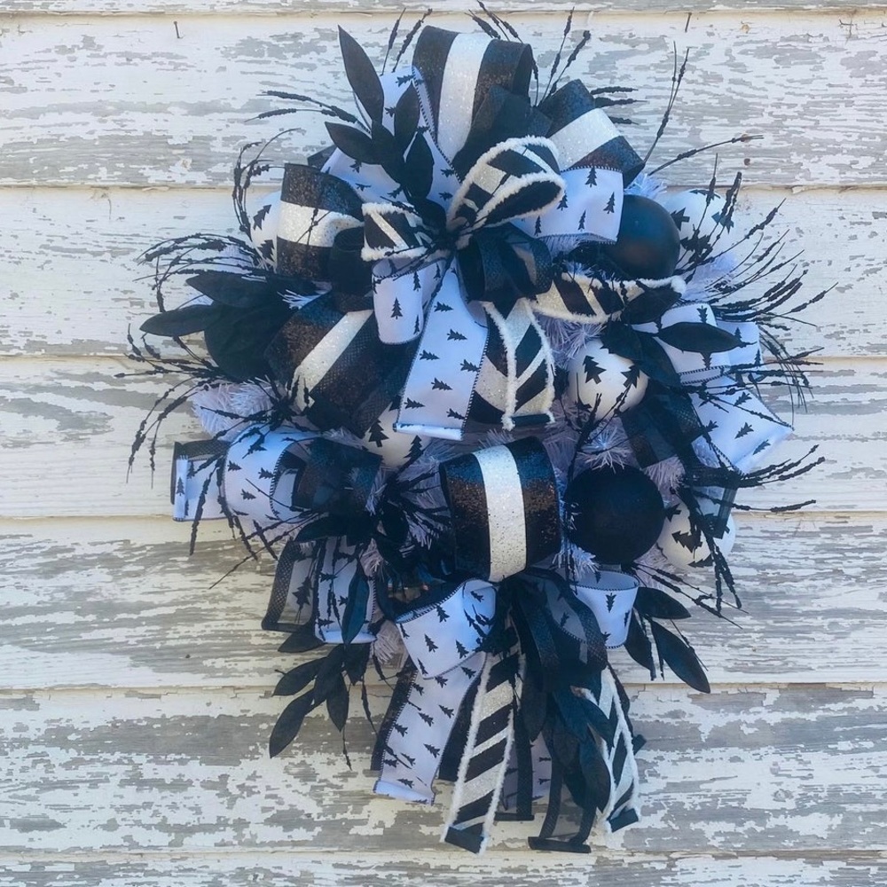 Black and white Christmas Tree Wreath